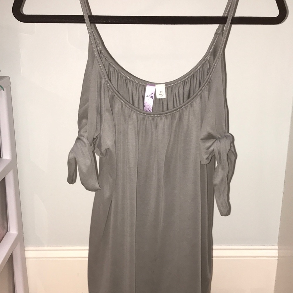 Off the shoulder gray blouse
